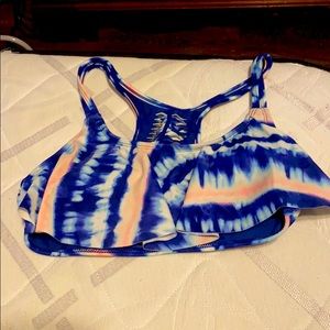 Pink blue and white Bikini top